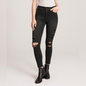 Abercrombie & Fitch Simone High Rise Super Skinny Raw Hem Distressed Jeans